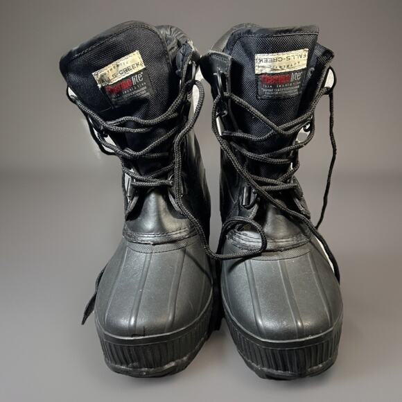 Vtg Authentic Falls Creek Thermo Lite Black Snow Boots Dupont Thinsulation M 8 main image 8